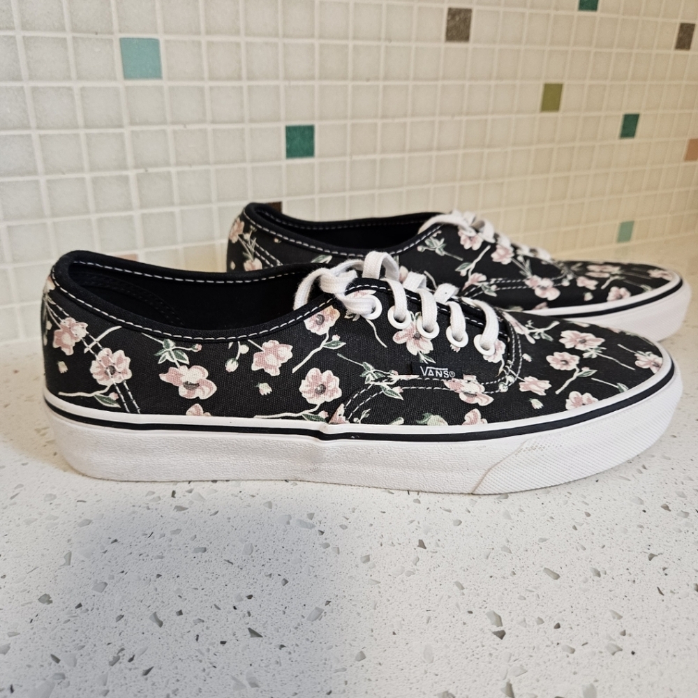 Vans floral lace up sneaker shoe women 8.5 mens 7 - Picture 2 of 10